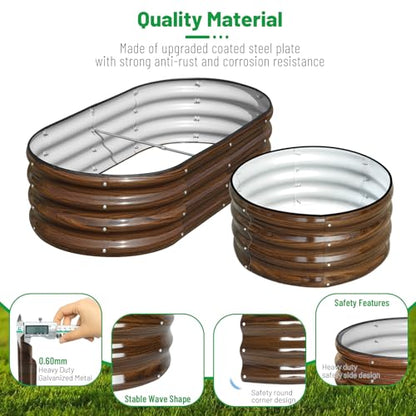 SnugNiture 3-Pack Galvanized Steel Raised Garden Bed Kit - 4x2x1 ft & 2x2x1 ft Metal Planter Boxes for Vegetables, Flowers, Herbs | Easy Assembly, Open Bottom Design