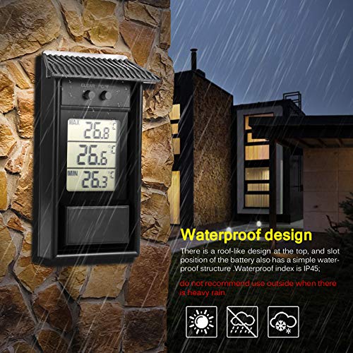 Min Max Thermometer, LCD Digital Wall Mount Greenhouse Temperature - color: Black