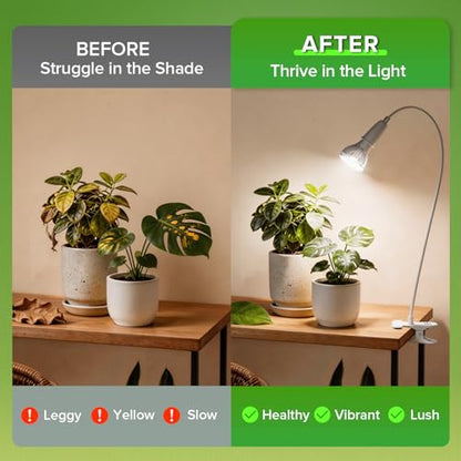 Clip on Grow Light for Indoor Plants, 10W LED Bulb, 150W Equivalent - size: 1 Head