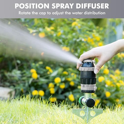 RESTMO Gear Drive Sprinkler with Metal T-Spike Base,Gray - color: Gray, size: 1 Pack