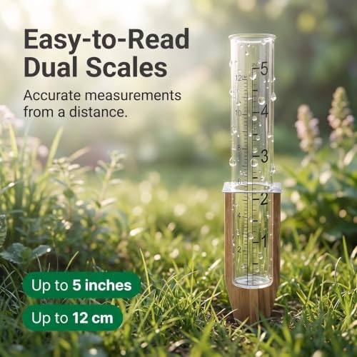 4 Pack Plastic Rain Gauge Outdoor with Metal Stake for Yard Garden Lawn