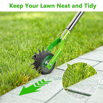 Edger Lawn Tool - 67 inch Wheel Rotary Lawn Edger with Adjustable Stainless Steel Handle, Grass Edge Trimmer for Sidewalks, Driveways & Landscaping (Green) - color: Green
