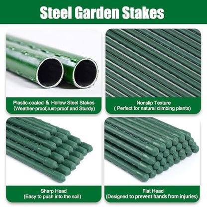 25 Pack 55 Inch Tall Plant Stakes for Tomatoes & Climbing Plants - size: 55 Inches