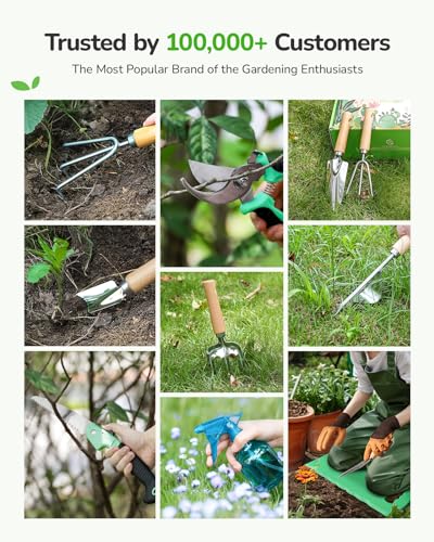 Grenebo Gardening Tools Garden Tool Sets 11-Piece Rust Resistant Kit - color: Green