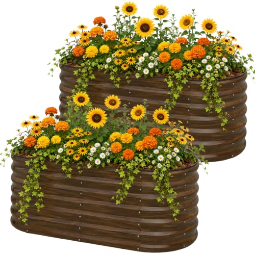 SnugNiture Galvanized Steel Raised Garden Bed Kit - 2 Pack 4x2x2 ft Metal Planter Box for Vegetables, Flowers, Herbs | Easy Assembly, Open Bottom Design for Optimal Drainage - size: 4x2x2ft(2 Pack)