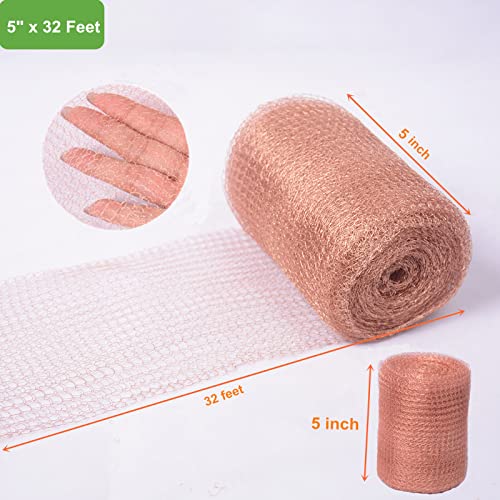 Copper Mesh Rodent Control 5in x 32ft, Rustproof, 0.17mm Wire, Double Layer - size: 5in x 32ft
