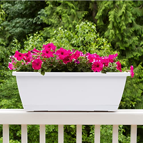 CHUKEMAOYI Window Box Planter,7Pack Plastic Vegetable Flower Planters Boxes - color: White, size: 16.6 x 7 x 5.9 inches