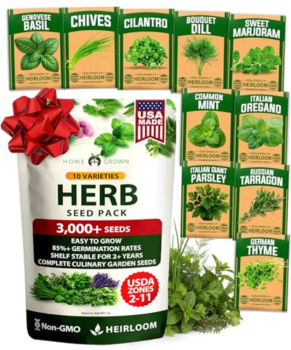 HOME GROWN 10 Herb Variety Pack 3000+ Seeds Extra Large Culinary Kit