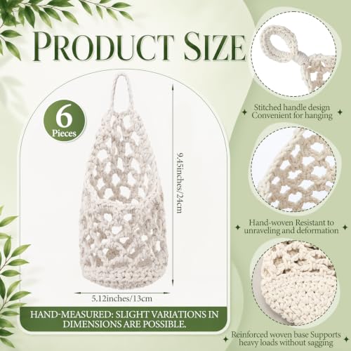 6 Pk Macrame Plant Hanger,5 x 9 Inch,White - color: White, size: 5 x 9 Inch