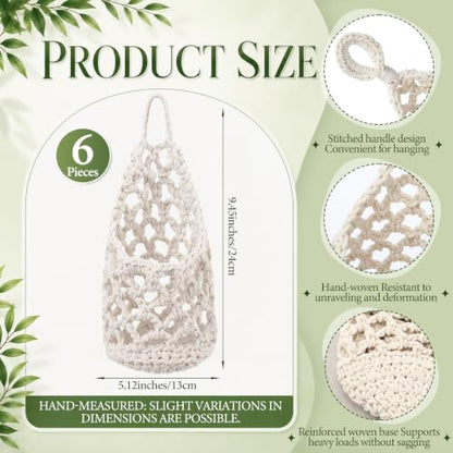 6 Pk Macrame Plant Hanger,5 x 9 Inch,White - color: White, size: 5 x 9 Inch