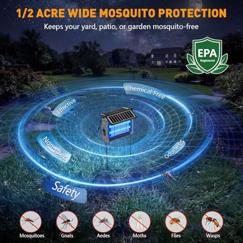 Solar Bug Zapper Outdoor, 4500V Mosquito Zapper with Dual Solar Panels - color: Gray