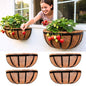 LaLaGreen Metal Wall Planter (16 in, 4 Pack) Black Garden Window Flower Box - size: 16" x 4