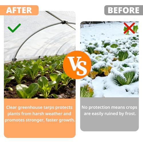 16Mil Clear Greenhouse Tarp, 8x12FT Heavy Duty Clear Tarp with Grommets - size: 8FTx12FT