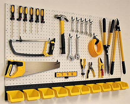 WallPeg - Ultimate Garage Organization Solution! 96" Wide Kit (PK 139 W) Peg Board Wall Organizer, Garage Shelving, Tool & Garden Tools Storage, Craft Organizer with Locking Pegboard Hooks