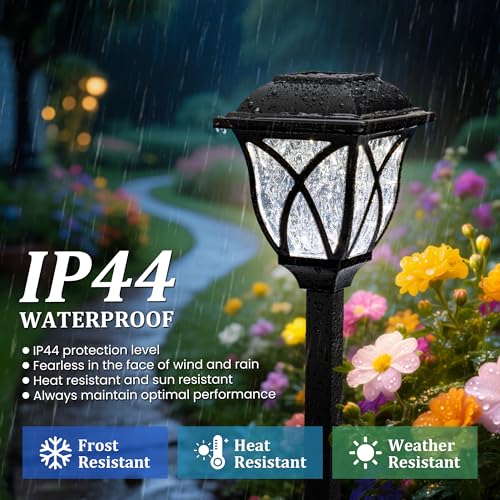 GIGALUMI 8 Pack Solar Lights Outdoor Waterproof, LED Solar Garden Lights - color: Cold White, size: 8 Pack