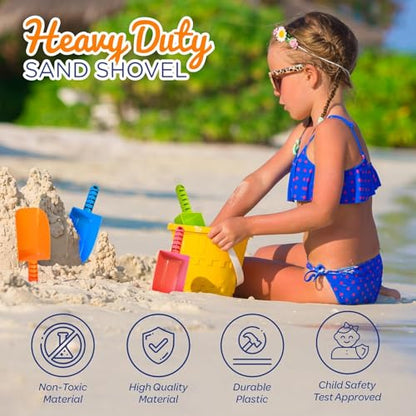 4E's Novelty Sand Shovel for Kids Bulk, 12 Pack Heavy Duty Plastic Beach Shovels - for Planting, Toddler Digging & Garden Tool, Sandbox Toys, End of Year Student Gifts from Teacher