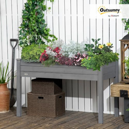 Outsunny Raised Garden Bed with Legs, Bed Liner 48" x 22" x 30", Dark Gray - color: Dark Gray, size: 48" x 22" x 30"