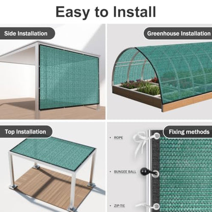 SUNNY GUARD Sun Shade Cloth, 6.5 x 10 FT Green HDPE Mesh - color: 90 SHADE-GREEN, size: 6.5 FT x 10 FT
