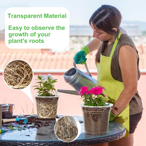 JNYONG 60 Pack 3.5/4/5/6/7 Inch Clear Nursery Pots with Drainage Hole - size: 3.5/4/5/6/7 Inch 60 pack