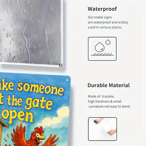Live Like Someone Left the Gate Open Metal Chicken Signs for Outside - color: Gate Open