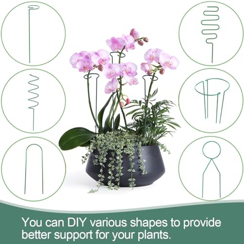 LeJoy Garden 22Pcs Bendable Plant Stakes with Clips for Orchid, Monstera - color: Green