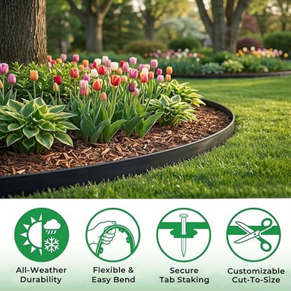 Gardzen 1.5" x20' Landscape Edging Kit with 24 Spikes - size: 20ft