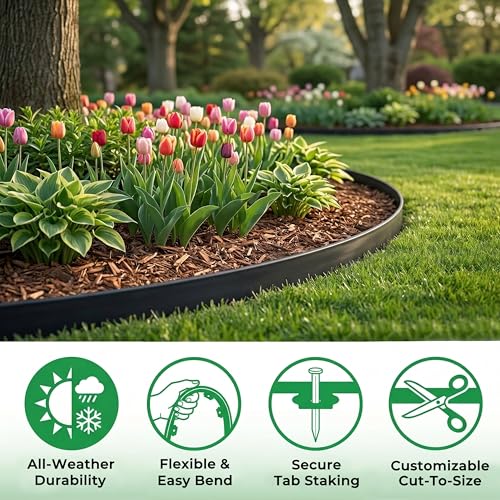 Gardzen 1.5" x80' Landscape Edging Kit with 100 Spikes - size: 80ft