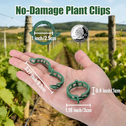 300Pcs Thickened Tomato Clips, Plant Support Clips Plastic Trellis Clips - color: Green