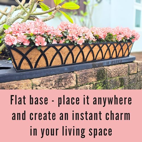 LaLaGreen Railing Planter Boxes (36 in, 2 Pack) Black Deck Rail Flower Box - size: 36" (91cm) x 2 pack
