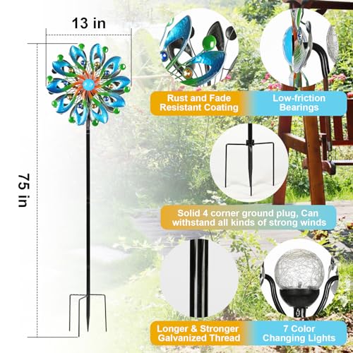 MLKNK Wind Spinners for Yard and Garden - Wind Sculptures & Spinners - size: navy blue