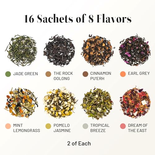ChaYeah, Premium Tea Collection, 16 Whole Leaf Tea Bags, 8 Assorted Flavors
