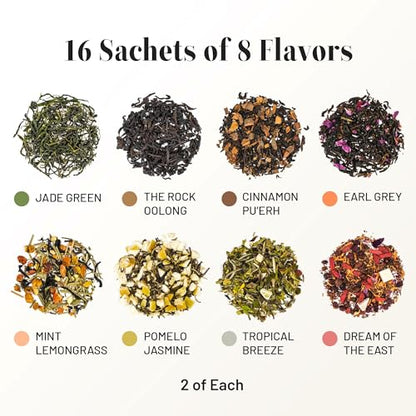 ChaYeah, Premium Tea Collection, 16 Whole Leaf Tea Bags, 8 Assorted Flavors