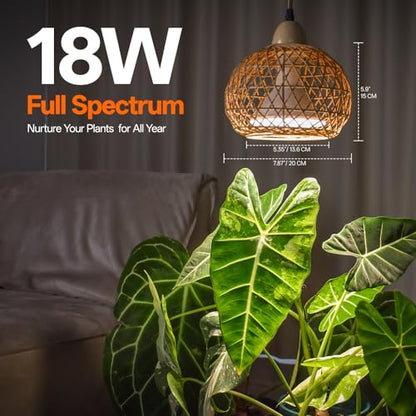 Bstrip Hanging Grow Light for Indoor Plants 18W - size: Rattan Lantern-Hanging