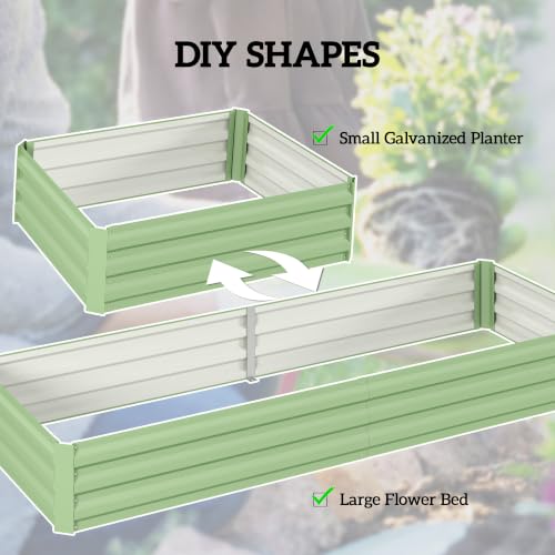 Outsunny 8' x 3' x 1' Galvanized Raised Garden Bed, Light Green - color: Light Green