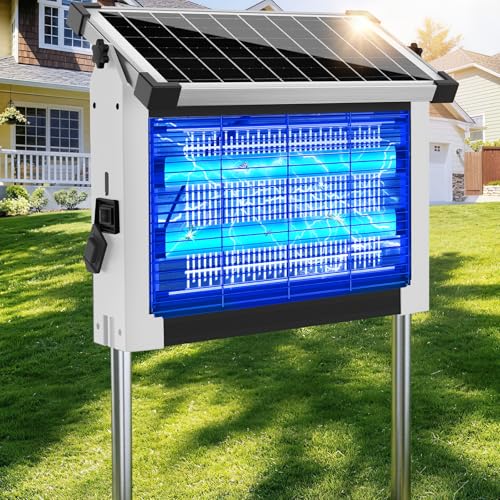 ZECHUAN Solar Bug Zapper Outdoor, Rechargeable Mosquito Zapper - color: White