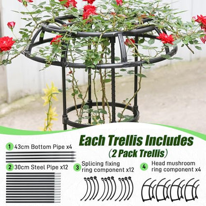 Quibbay 53 Inch Mushroom Top Garden Trellis for Climbing Plants,2 Pack - style: 4 Floors-10*53IN