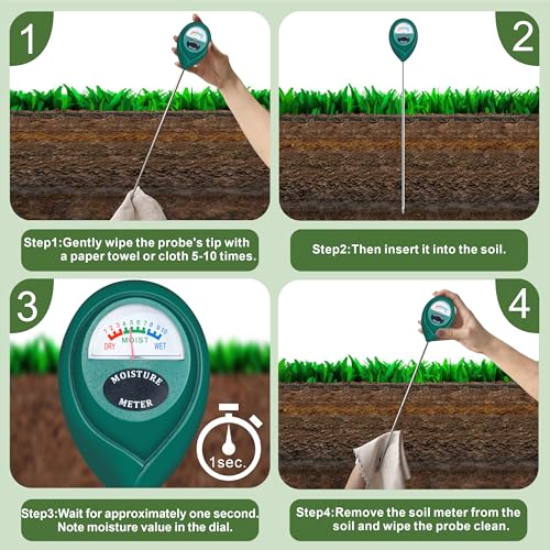 XLUX Long Probe Plant Soil Moisture Meter, Indoor Outdoor use, Battery-Free - size: 40CM