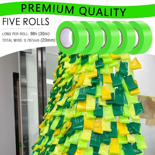 5 Pack Green Flagging Tape, Non-Adhesive Plastic Ribbon Neon Marking Roll - color: Green-5pcs