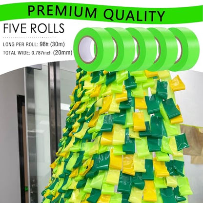 5 Pack Green Flagging Tape, Non-Adhesive Plastic Ribbon Neon Marking Roll - color: Green-5pcs
