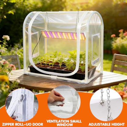 Metal Fram Mini Greenhouse with Grow Light for Indoor Seed Starting