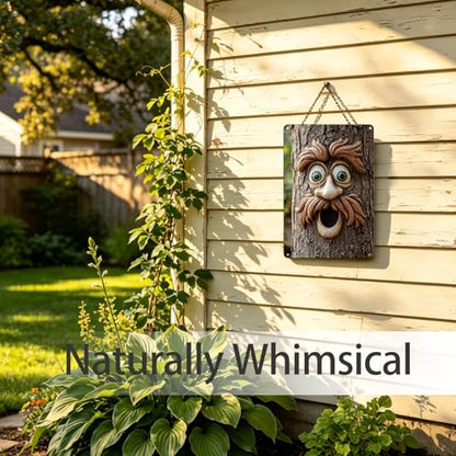 8x12 Inch Tree Face Metal Sign, Flat Printed 2D Wall Art with 3D Effect - color: Happy Tree Face