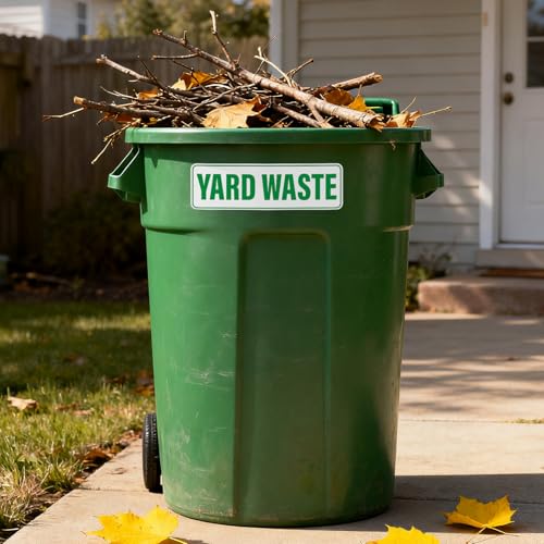10 Pack Yard Waste Stickers 10" × 3" Self-Adhesive Waterproof Vinyl