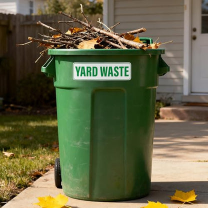 10 Pack Yard Waste Stickers 10" × 3" Self-Adhesive Waterproof Vinyl