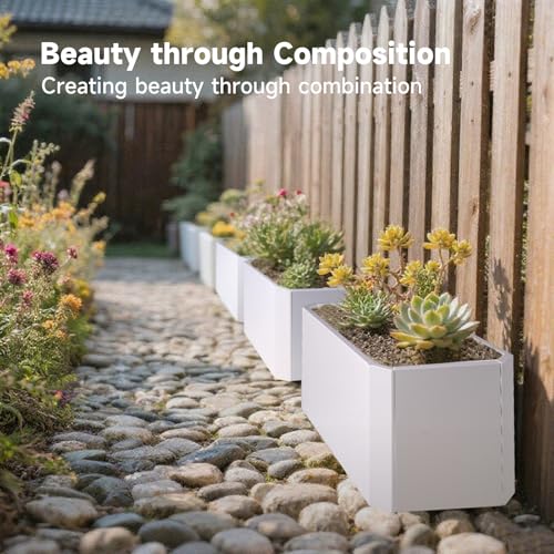 Metal Rectangular Planter Box 36"L x 15"W x 15"H Large White Planters - color: White
