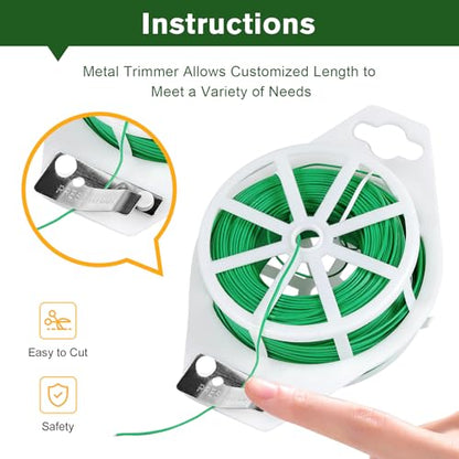 656FT Garden Twist Tie Wire with Cutter, Rustproof for Plants & Home Use - size: 656
