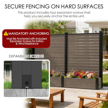 Kozyard 2Pack Privacy Screen with Planter 70"H x 51"W Outdoor Garden Screen - color: Taupe/2Pack
