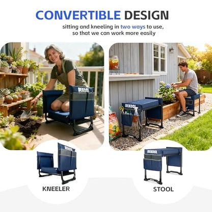 Foldable Garden Kneeler Seat, Garden Stools for Seniors, Heavy Duty Stool - color: Blue