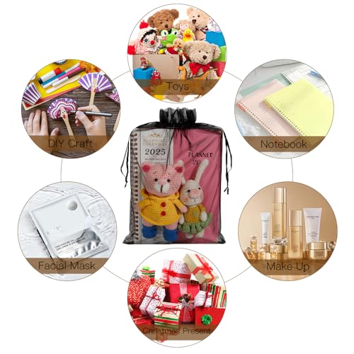 Black Organza Bags, 100 PCS Sheer Mesh Bags Drawstring 8x12 Inch, Large Wedding Gift Party Favor Bag, Mesh Gift Candy Goodie Jewelry Fruit Protection Bag for Bathroom Soaps Makeup Christmas Birthday - color: black-100pcs
