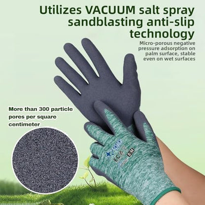 KDK Gardening Gloves for Women and Men, ECO Recycled Polyester Work Gloves with Latex Coating - color: Ocean Blue