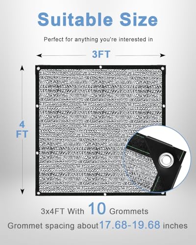 vensovo 85% Reflective Aluminet Shade Cloth with Grommets, 3 x 4 ft - color: 85%, size: 3x4FT